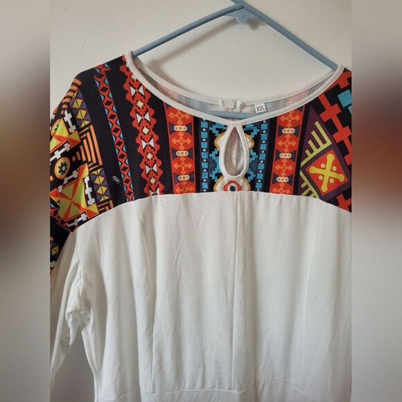 Aztec Tribal Dress Ceremonial Colorful Southwestern Bohemian Retro 70s XXL - Picture 9 of 15